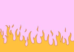 Groovy yellow flames on a pink background. Abstract fire vector background in 1970s retro hippie style for textile print, wrapping paper, web design and social media.