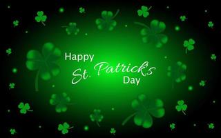 Happy St. Patrick's Day greeting. Lettering St. Patrick's Day on a dark background with shamrock. Vector illustration