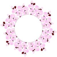 Round frame with cherry blossom with place for text. Template for greeting card or wedding invitation. Romantic spring design. Vector illustration