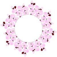 Round frame with cherry blossom with place for text. Template for greeting card or wedding invitation. Romantic spring design. Vector illustration