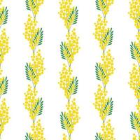 Seamless pattern with mimosa blossoms. Spring design for wallpaper, fabric, wrapping paper. Vector illustration.