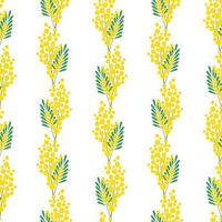 Seamless pattern with mimosa blossoms. Spring design for wallpaper, fabric, wrapping paper. Vector illustration.