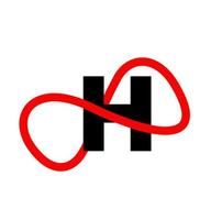 H with red infinite monogram. H infinity letters icon. vector