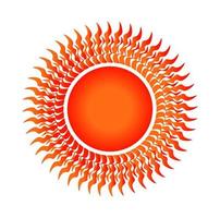 Sun illustration with so many hot petals.Surya colorful vector icon.