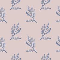 Seamless repeating pattern with sage leaves on a delicate pink background, floral motif. Ornament with plant branches in a pattern for textiles, wrapping paper and packaging design.Vector vector