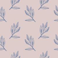 Seamless repeating pattern with sage leaves on a delicate pink background, floral motif. Ornament with plant branches in a pattern for textiles, wrapping paper and packaging design.Vector vector