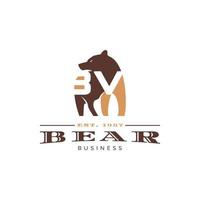 Initial Letter BV Bear Icon Logo Design Template vector