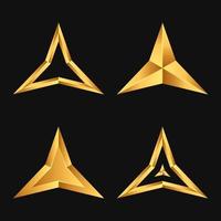 Gold Three Point Stars Vector Set