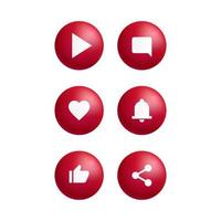 Youtube Round Button Icon 3D Style Vector