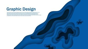 blue ocean papercut background, overlap shape with shadow graphic vector