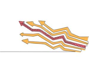 dibujo continuo de una línea de varios signos de flecha hacia arriba. caminos de estrategia empresarial para aumentar las ventas concepto minimalista gráfico. Ilustración gráfica de vector de diseño de dibujo de línea única de moda