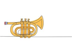 dibujo de una sola línea continua de trompeta de bolsillo. instrumentos de música de viento. Ilustración de vector gráfico de diseño de dibujo de una línea de concepto moderno