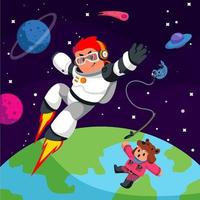 Cute Astronaut in Space vector