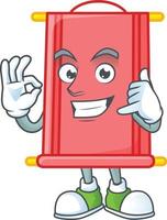 Chinese red scroll cartoon character style vector