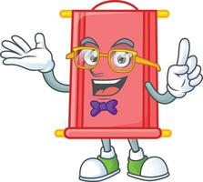 Chinese red scroll cartoon character style vector