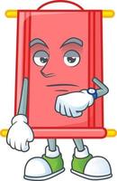 Chinese red scroll cartoon character style vector