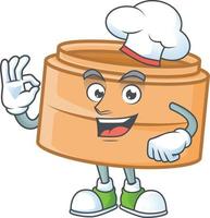 Dimsum basket cartoon character style vector