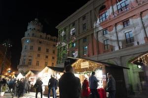 GENOA, ITALY - DECEMBER 22 2019 - Traditional Christmas market in De Ferrari Place photo