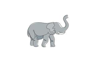 un dibujo de una sola línea de la gran ilustración de vector de elefante africano. conservación del parque nacional de especies protegidas. concepto de zoológico de safari. diseño gráfico de dibujo de línea continua moderna