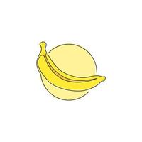 dibujo de una sola línea de banano orgánico sano entero para la identidad del logotipo de la huerta. concepto de fruitage tropical fresca para el icono de jardín de frutas. Ilustración de vector gráfico de diseño de dibujo de línea continua moderna