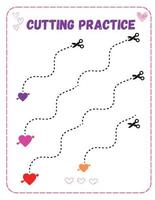 Printable Valentine's Day Cutting Practice vector