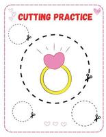 Printable Valentine's Day Cutting Practice vector