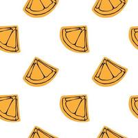 Orange slices seamless pattern on white background. Vector summer citrus fruit modern minimalistic design for menu, package, kitchen textile, wrapping paper.