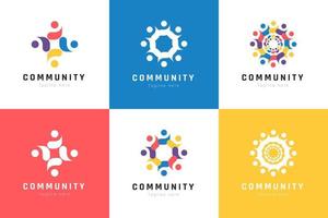 Creative colorful of people and community logo design for teams or groups collection vector