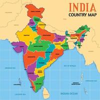 India Country Map with Surrounding Borders vector