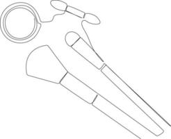 Single one line drawing cosmetic tools. Cosmetic concept. Continuous line draw design graphic vector illustration.