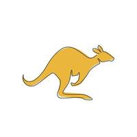 One single line drawing of cute standing kangaroo for business logo identity. Wallaby animal from Australia mascot concept for company icon. Continuous line draw design graphic vector illustration