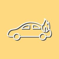 coche único en icono de vector de fuego