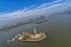 Statue of liberty aerial view photo