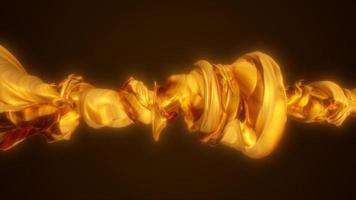 Abstract yellow gold line swirling fluid or fabric glowing energy scientific futuristic hi-tech background. Video 4k, motion design