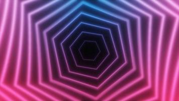 Abstract glowing neon hexagons swirling purple lines energy futuristic high tech background. Video 4k