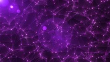 Abstract purple glowing energy lines and triangles plexus triangulation scientific futuristic high tech background. Video 4k, motion design