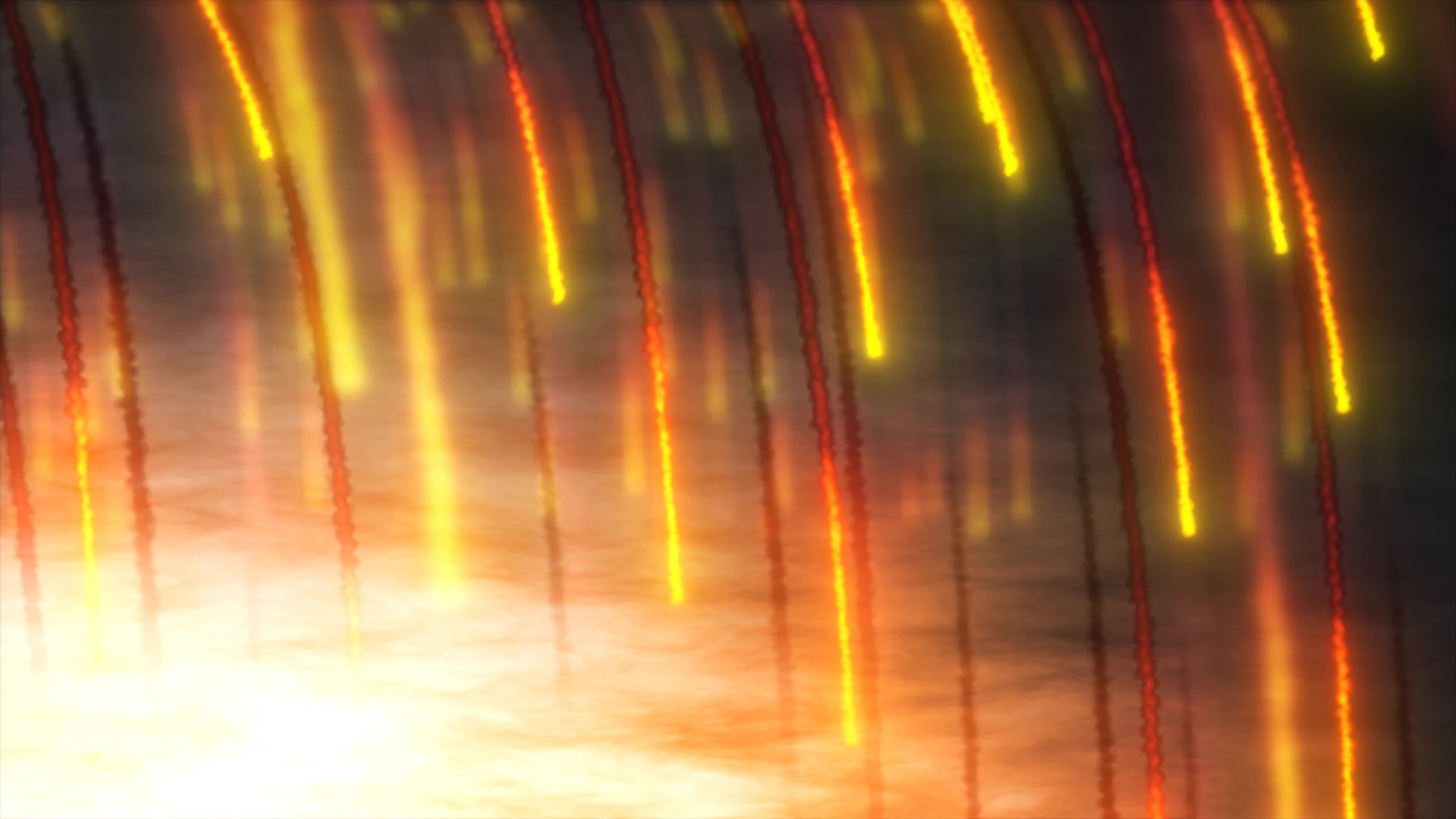 Abstract bright meteors burning falling from the sky, meteorites