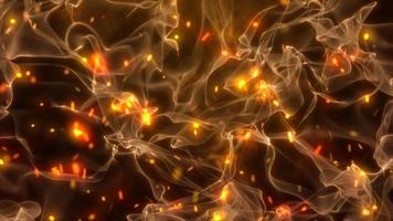 Abstract orange fiery transparent smoke with waves and sparks background. Video 4k