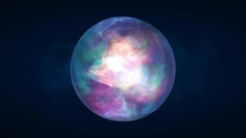 abstrato bola esfera planeta iridescente energia transparente vidro energia abstrato fundo. vídeo 4k, 60. fps video