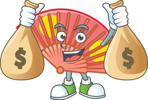 Red chinese folding fan cartoon character style vector