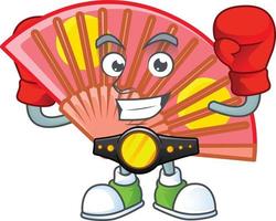 Red chinese folding fan cartoon character style vector