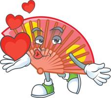 Red chinese folding fan cartoon character style vector