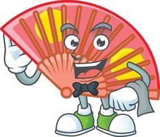 Red chinese folding fan cartoon character style vector