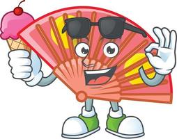 Red chinese folding fan cartoon character style vector