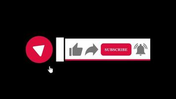 Subscribe button animated cursor click on like share button and bell icon free download video