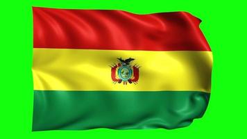Bolivie 3d agitant drapeau sur vert filtrer. video