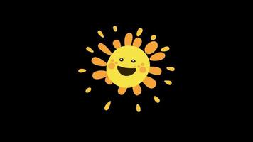 lindo feliz Sol emoji ciclo animação transparente fundo com a alfa canal. video