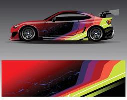 Car wrap design vector. Graphic abstract stripe racing background kit designs for wrap vehicle  race car  rally  adventure and livery vector