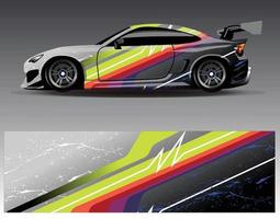 Car wrap design vector. Graphic abstract stripe racing background kit designs for wrap vehicle  race car  rally  adventure and livery vector