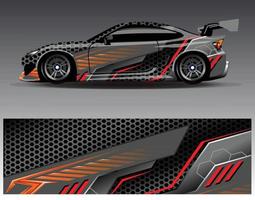 Car wrap design vector. Graphic abstract stripe racing background kit designs for wrap vehicle  race car  rally  adventure and livery vector